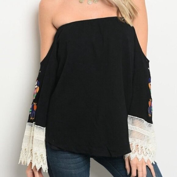BLACK OFF SHOULDER TOP - Picture 2 of 3